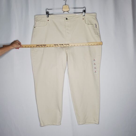 Old Navy High Rise OG Straight Jeans Women Plus 24 Ecru Cream Pocket Zip Denim - Picture 5 of 9